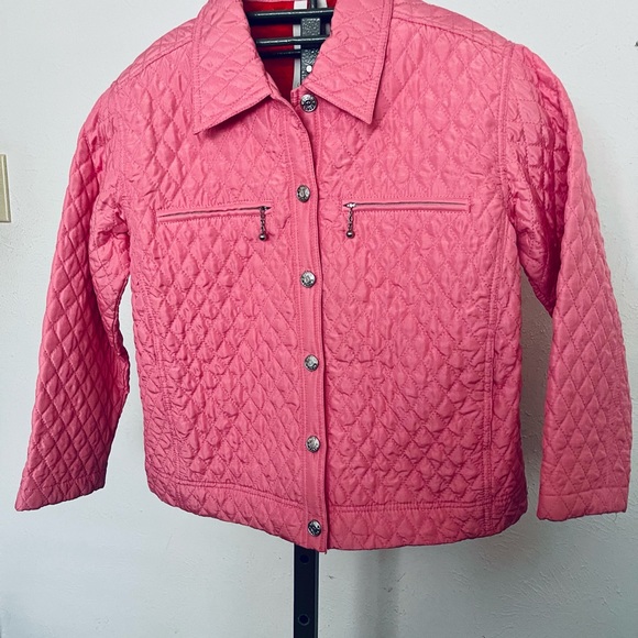 100% Silk Debra deRoo Pink Quilted Jacket Size Small - Picture 1 of 8